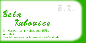 bela kubovics business card
