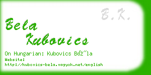 bela kubovics business card